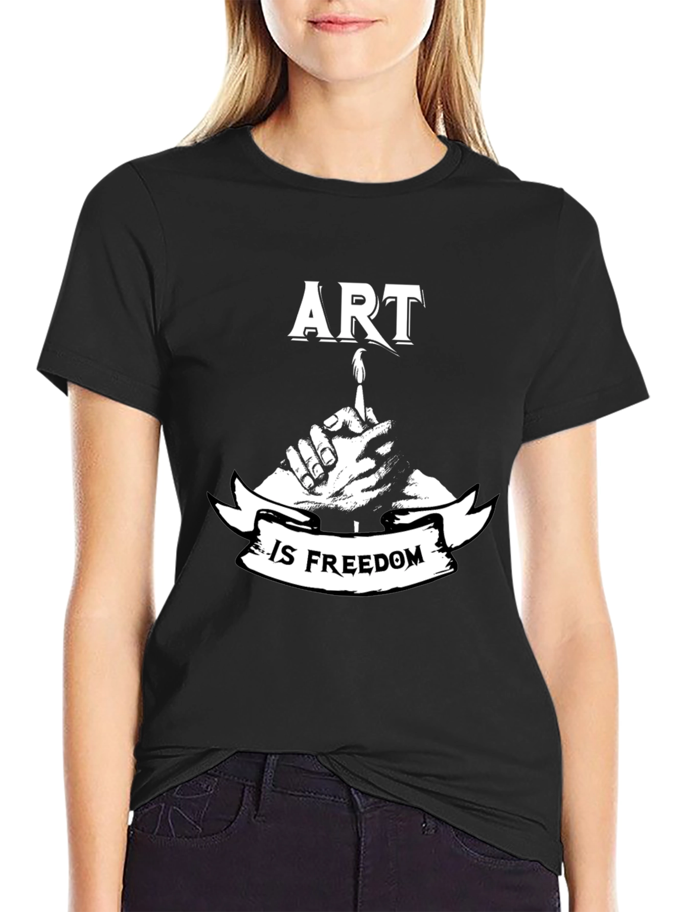 Art is Freedom Black T-Shirt - Creative Expression