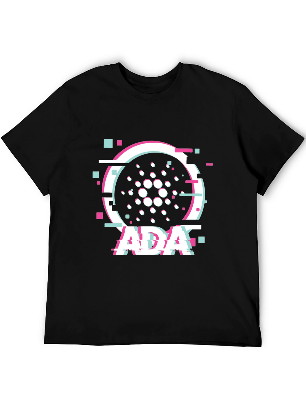 Cardano ADA Glitch Style Black T-Shirt
