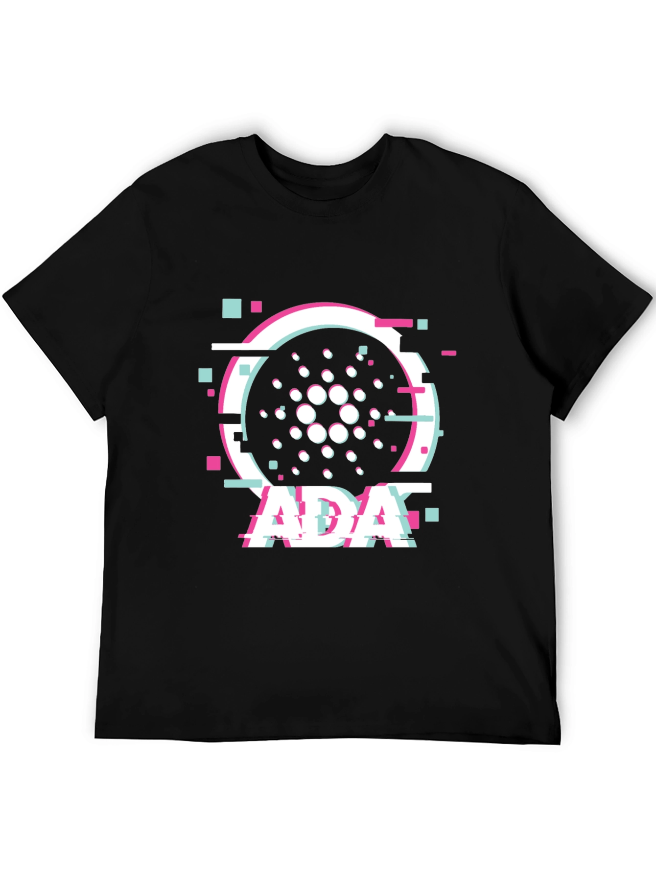 Cardano ADA Glitch Style Black T-Shirt