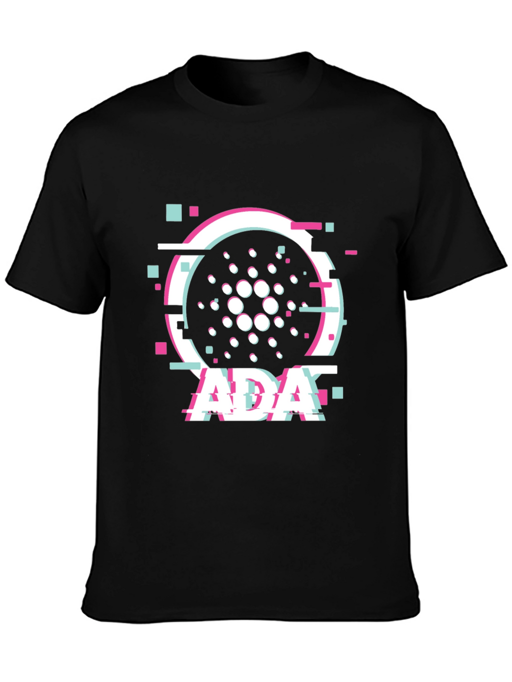 Cardano ADA Glitch Style Black T-Shirt