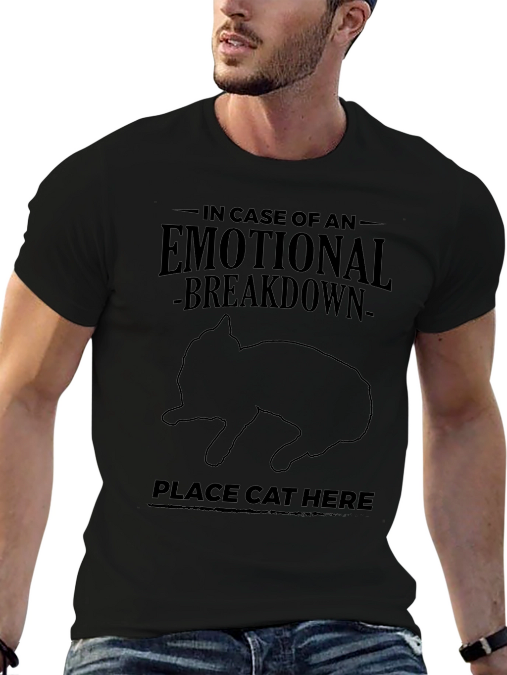 Emotional Breakdown Cat Graphic T-Shirt