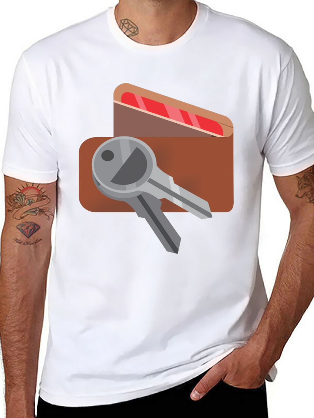 Keys & Wallet Graphic Black T-Shirt