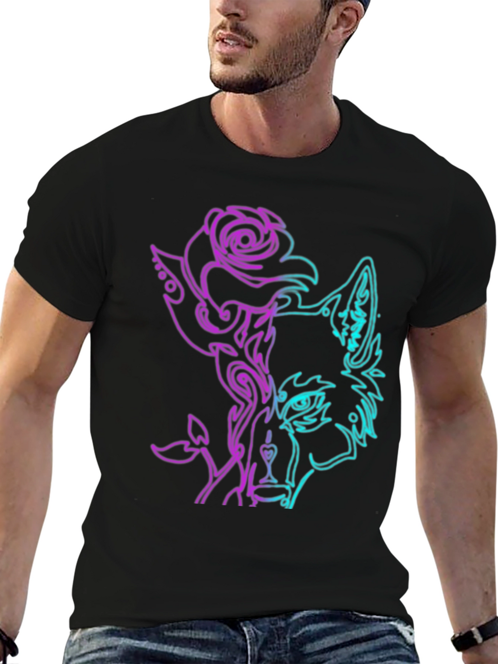 Neon Wolf Rose Graphic Tee