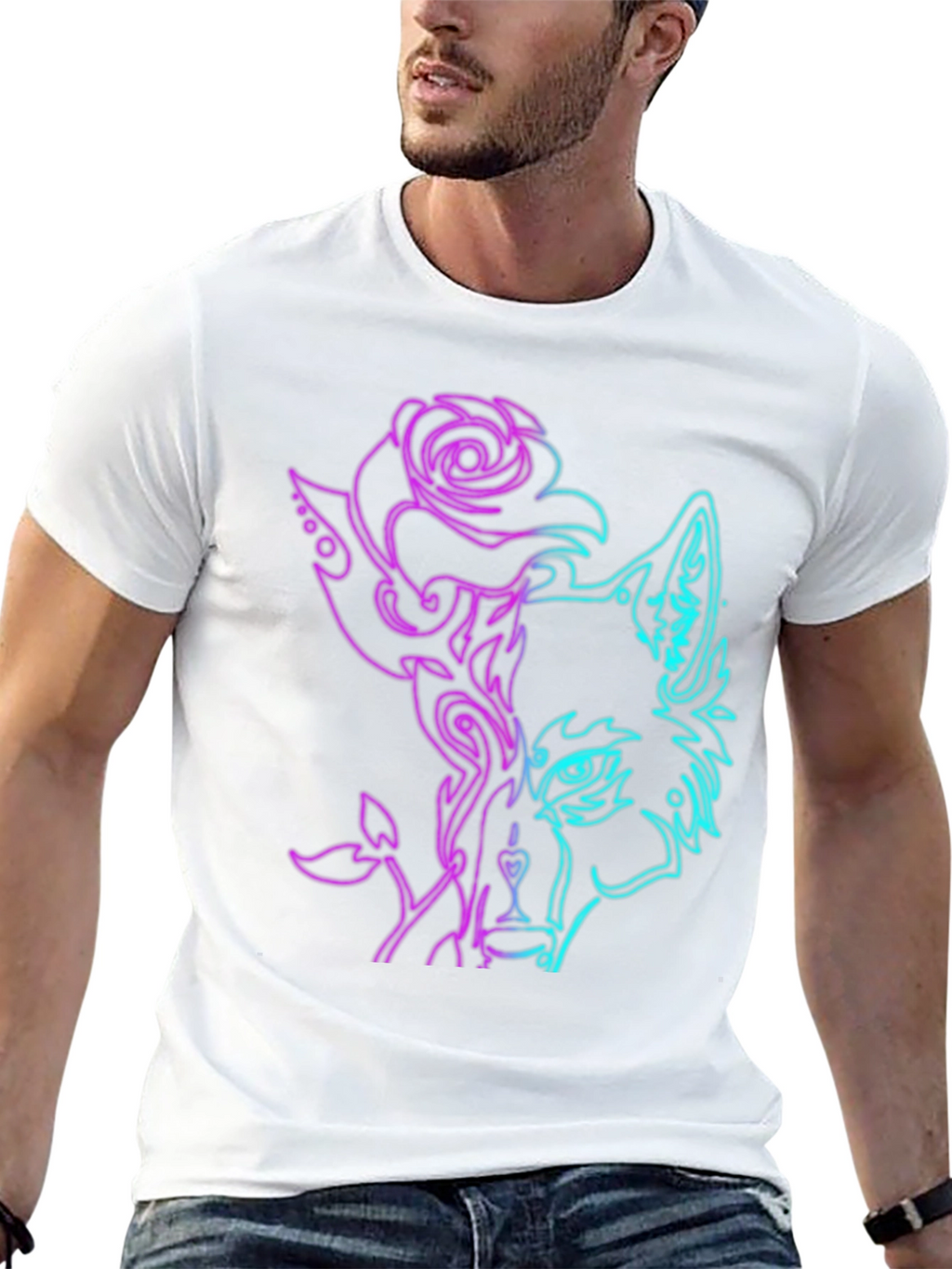 Neon Wolf Rose Graphic Tee