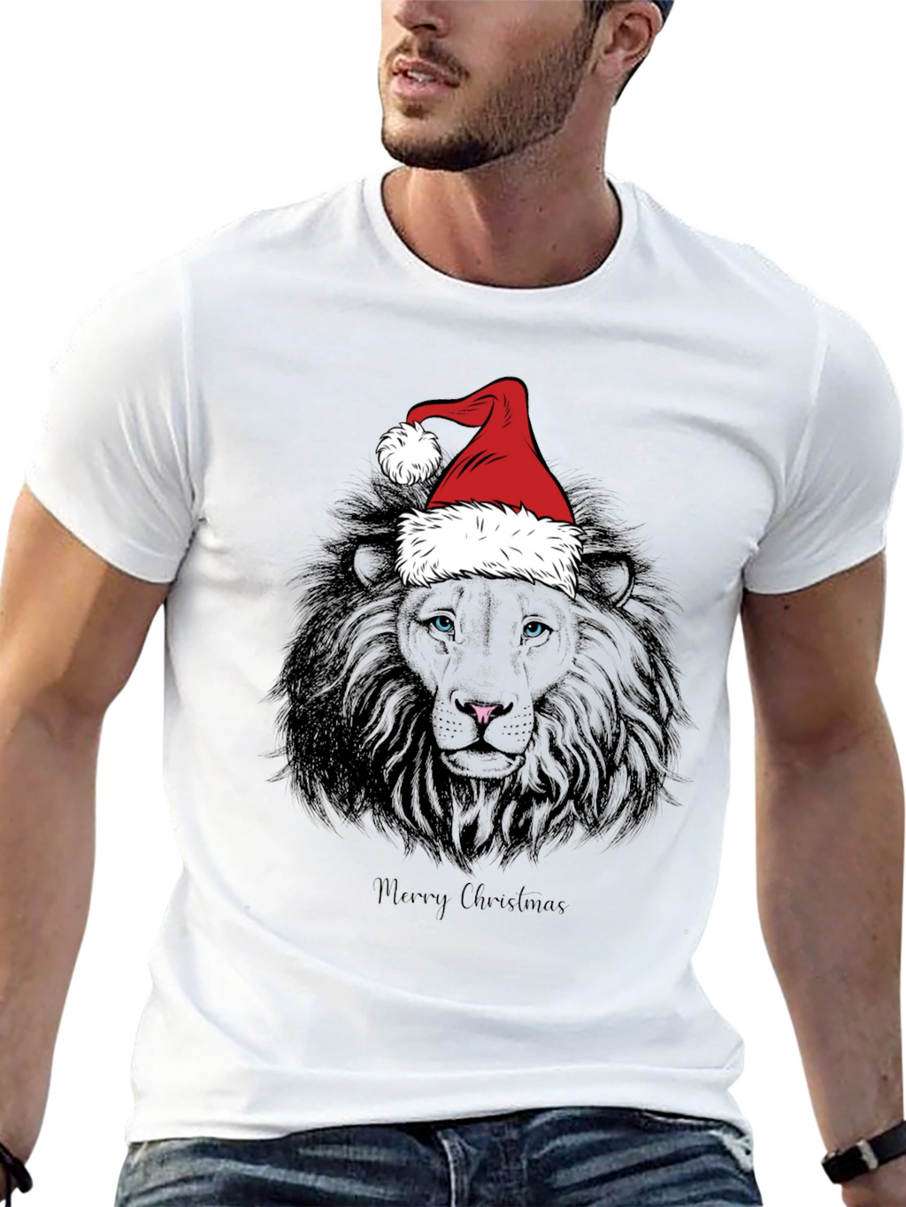 Christmas Lion Graphic Tee - Holiday Style