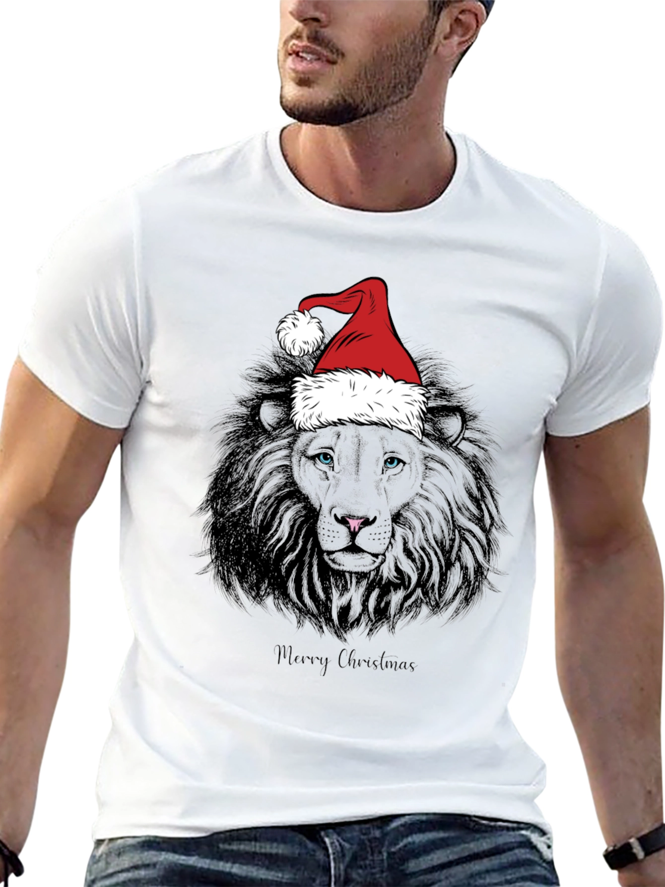 Christmas Lion Graphic Tee - Holiday Style