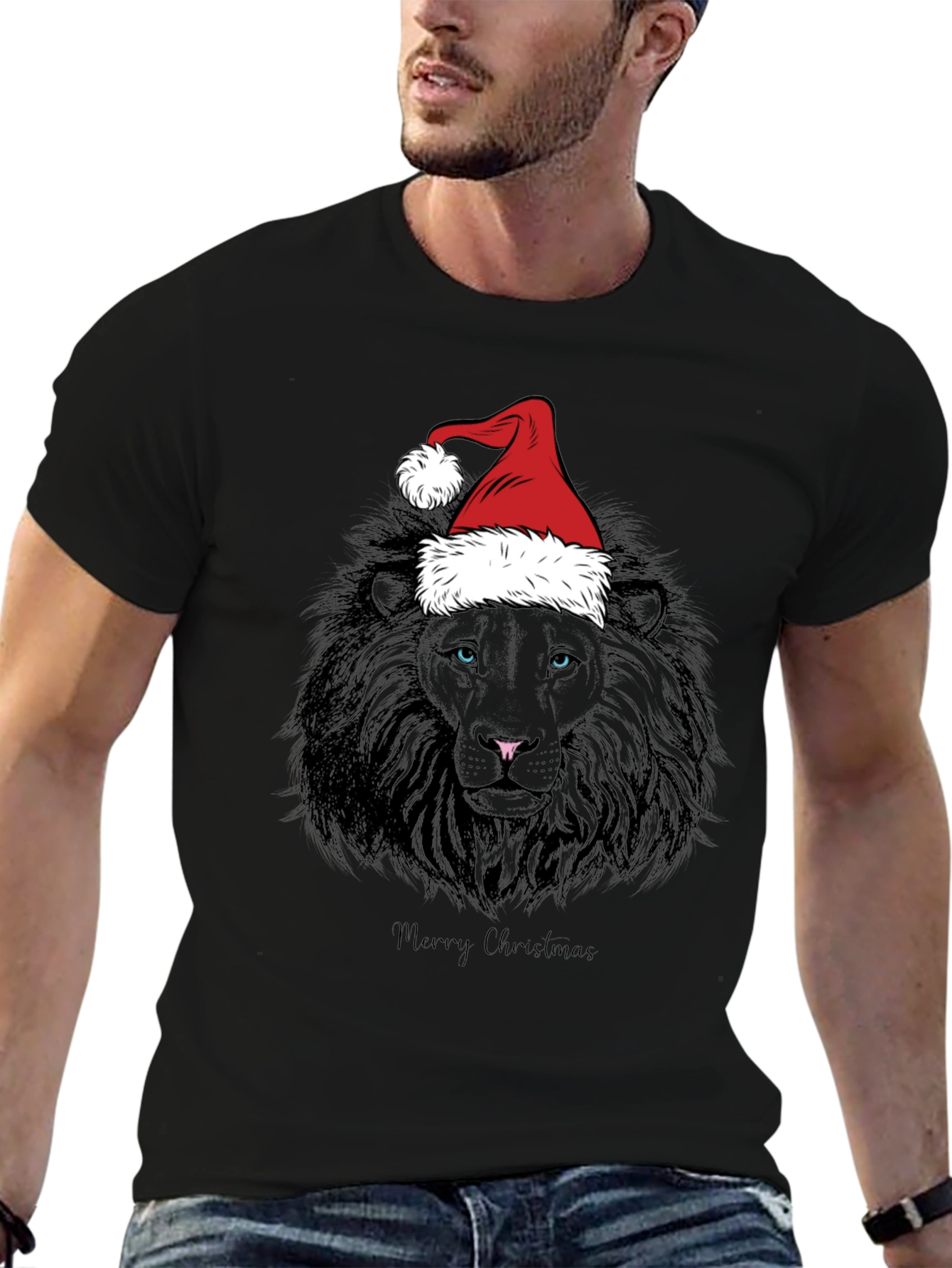 Christmas Lion Graphic Tee - Holiday Style