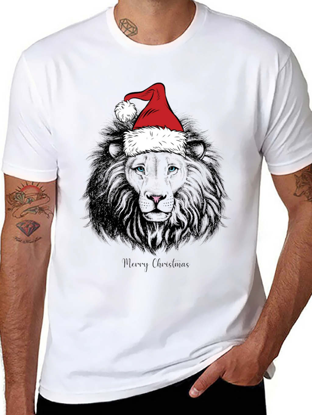 Christmas Lion Graphic Tee - Holiday Style