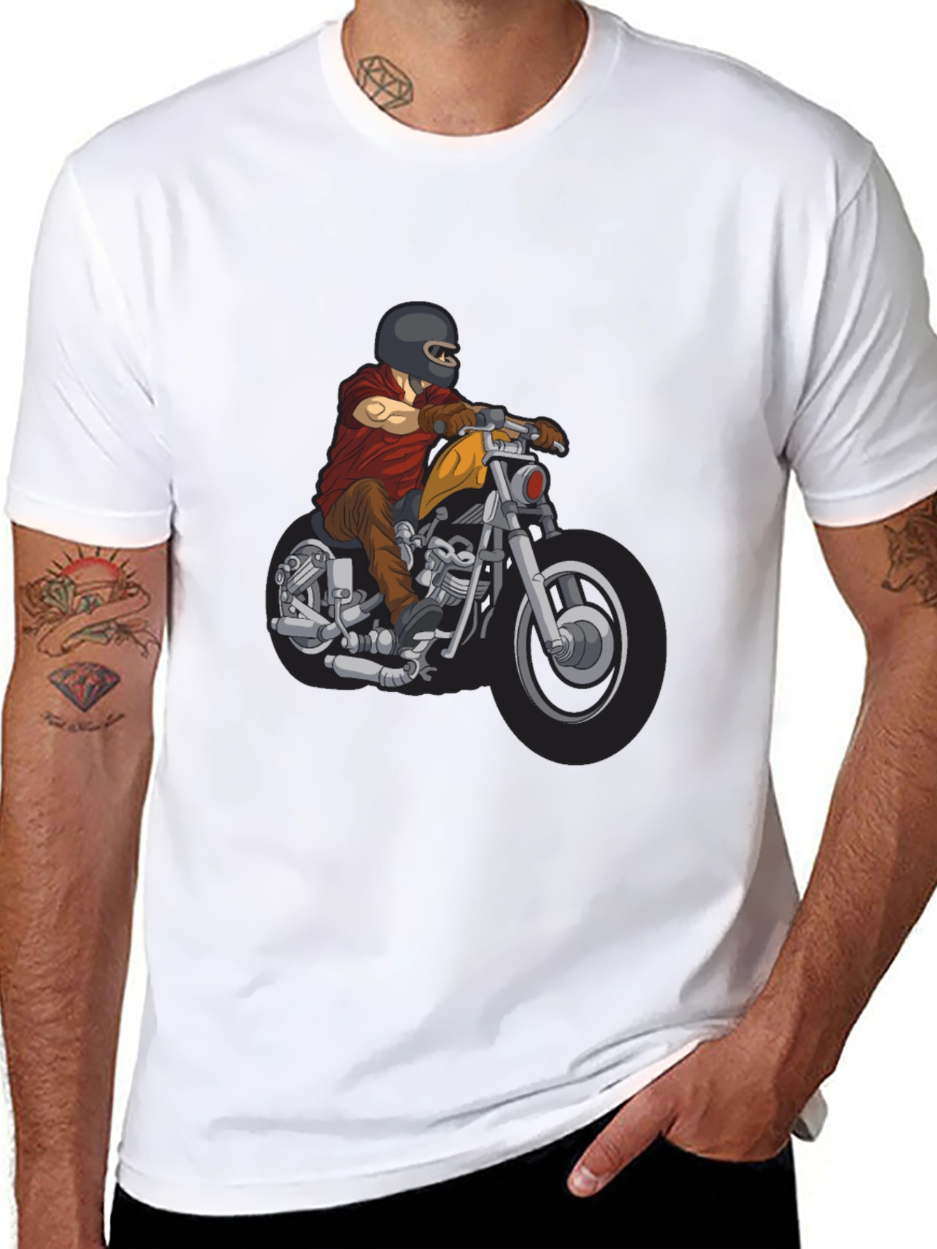 Motorcycle Rider Graphic T-Shirt - Black