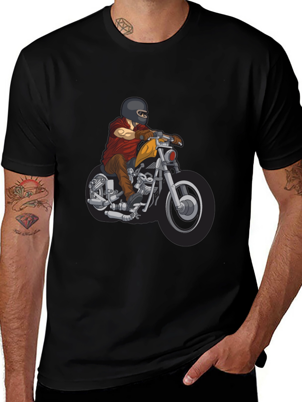 Motorcycle Rider Graphic T-Shirt - Black