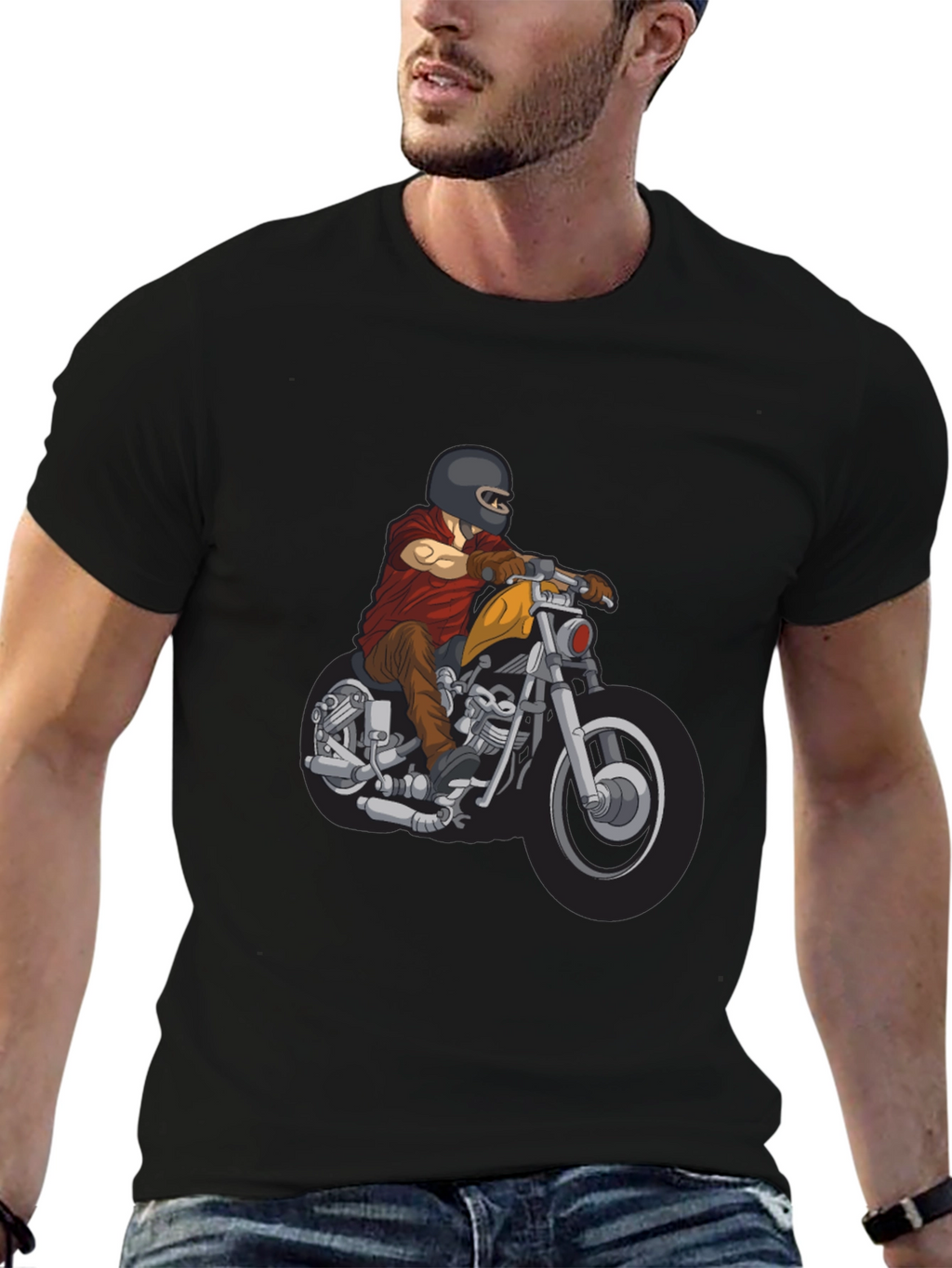 Motorcycle Rider Graphic T-Shirt - Black