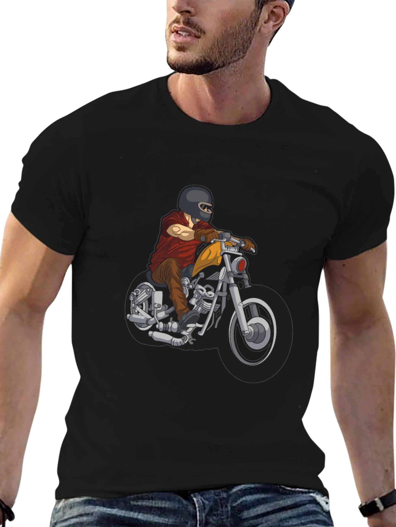 Motorcycle Rider Graphic T-Shirt - Black