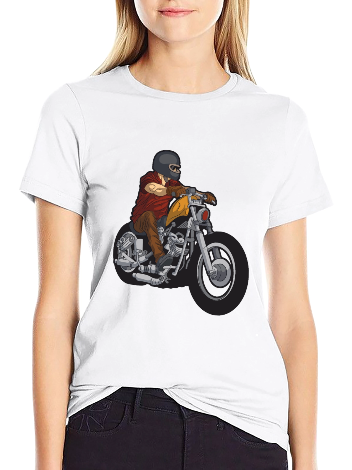 Motorcycle Rider Graphic T-Shirt - Black