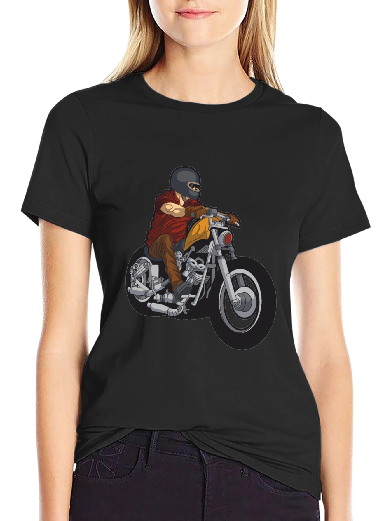 Motorcycle Rider Graphic T-Shirt - Black