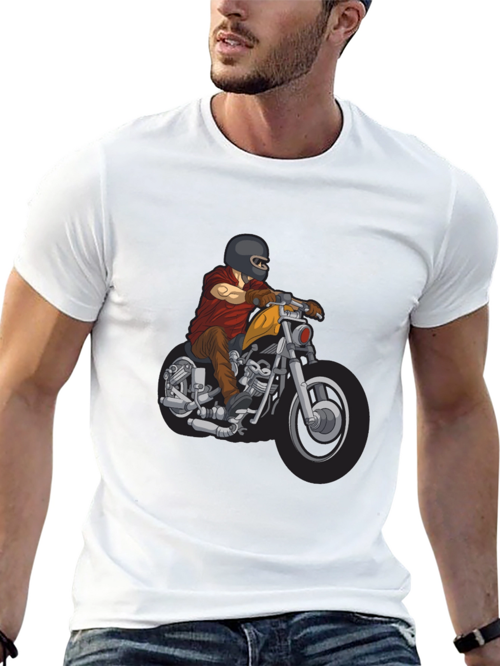 Motorcycle Rider Graphic T-Shirt - Black