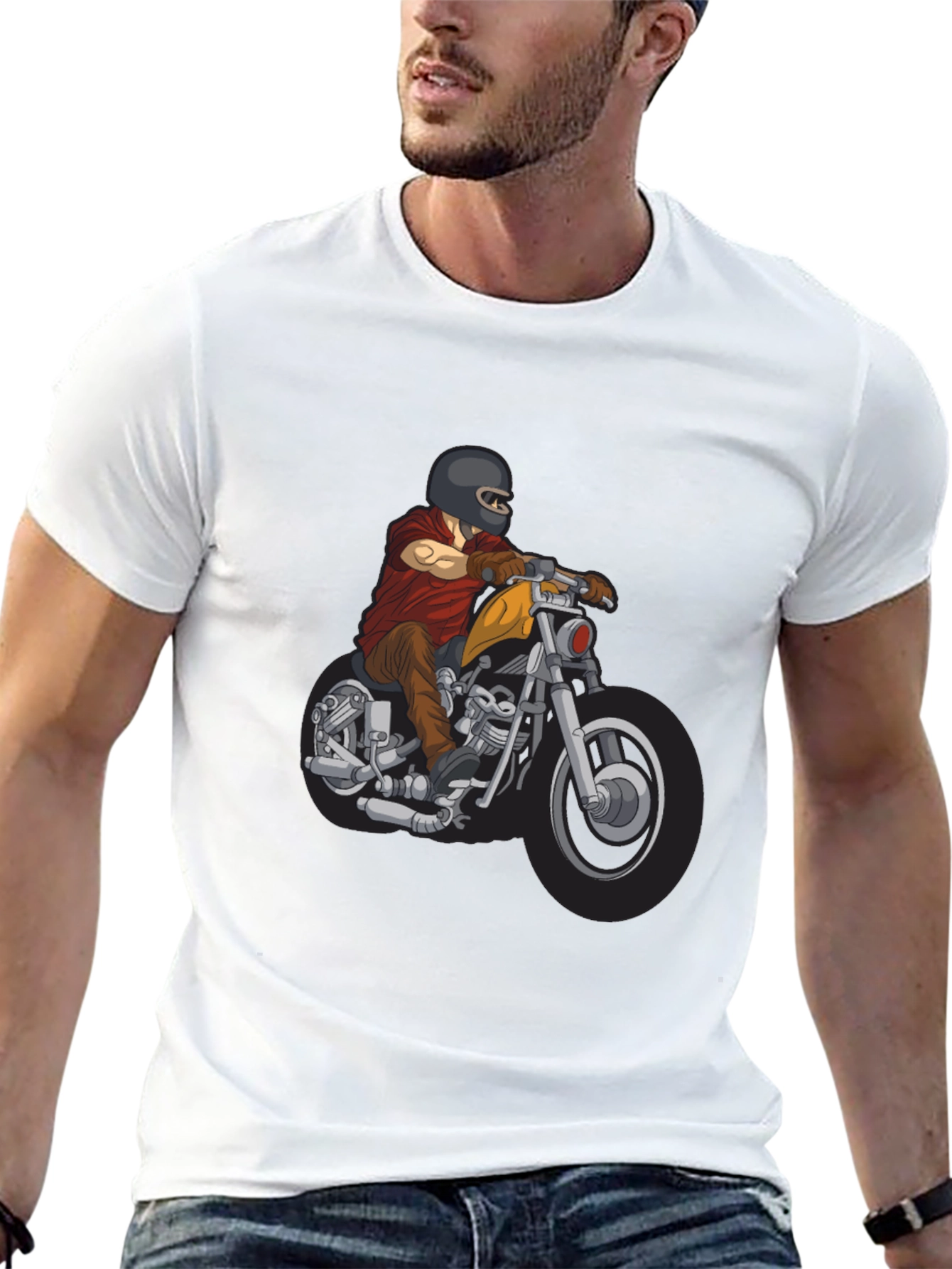 Motorcycle Rider Graphic T-Shirt - Black