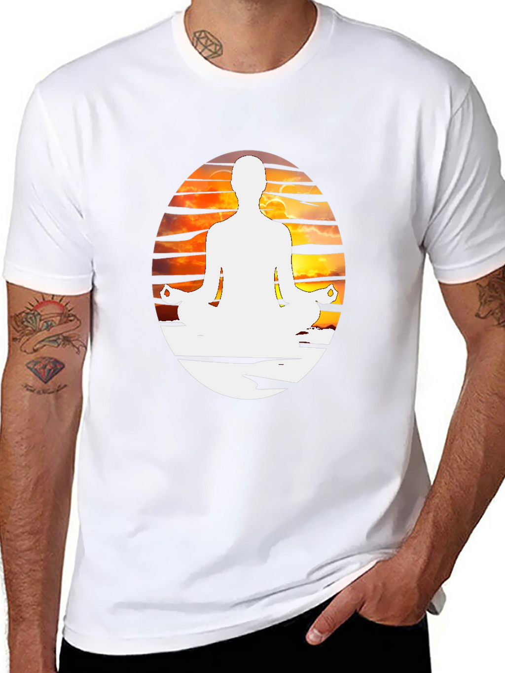 Yoga Meditation Graphic Tee - Black Cotton Blend