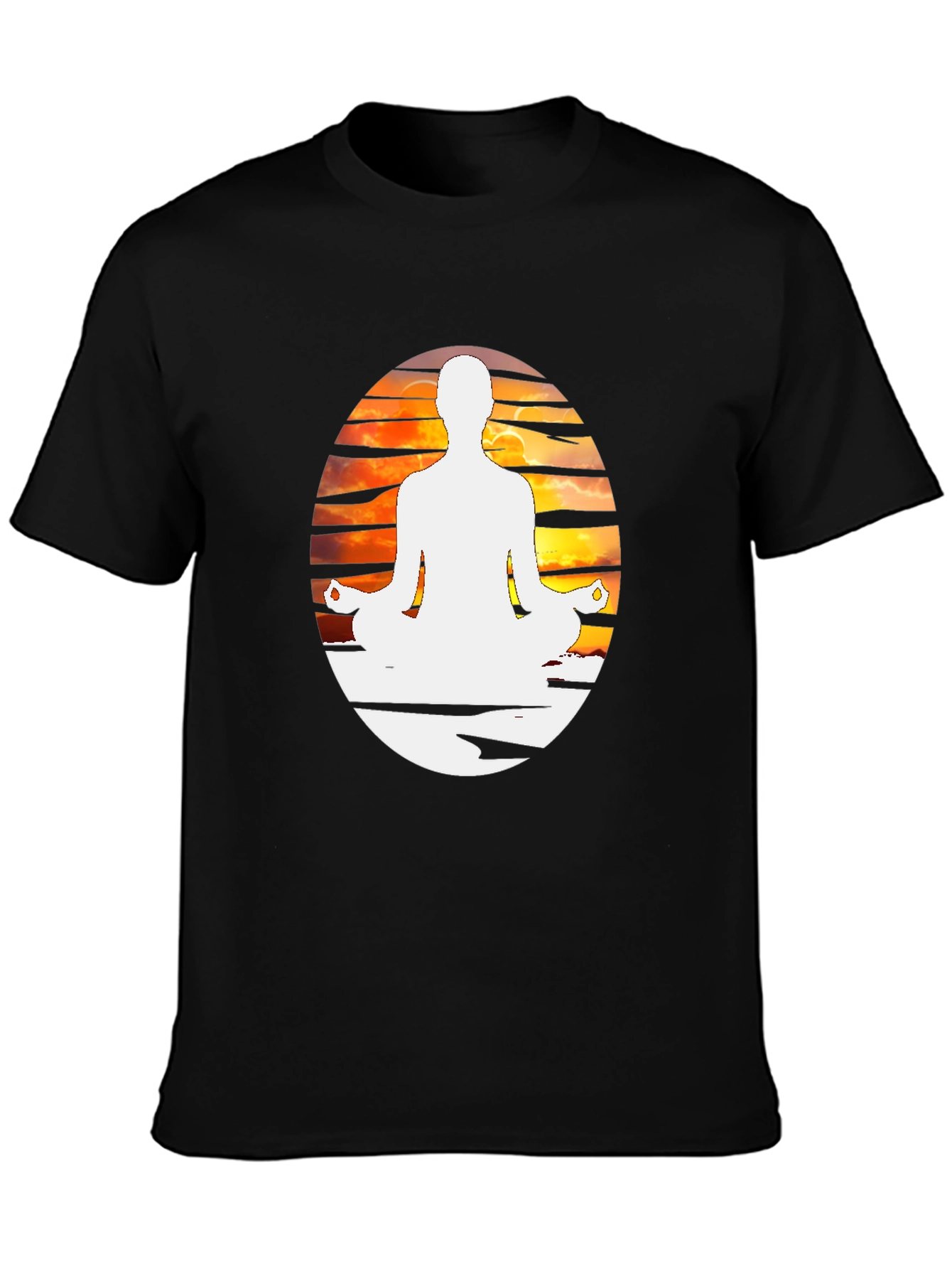 Yoga Meditation Graphic Tee - Black Cotton Blend