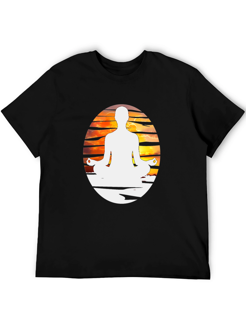 Yoga Meditation Graphic Tee - Black Cotton Blend