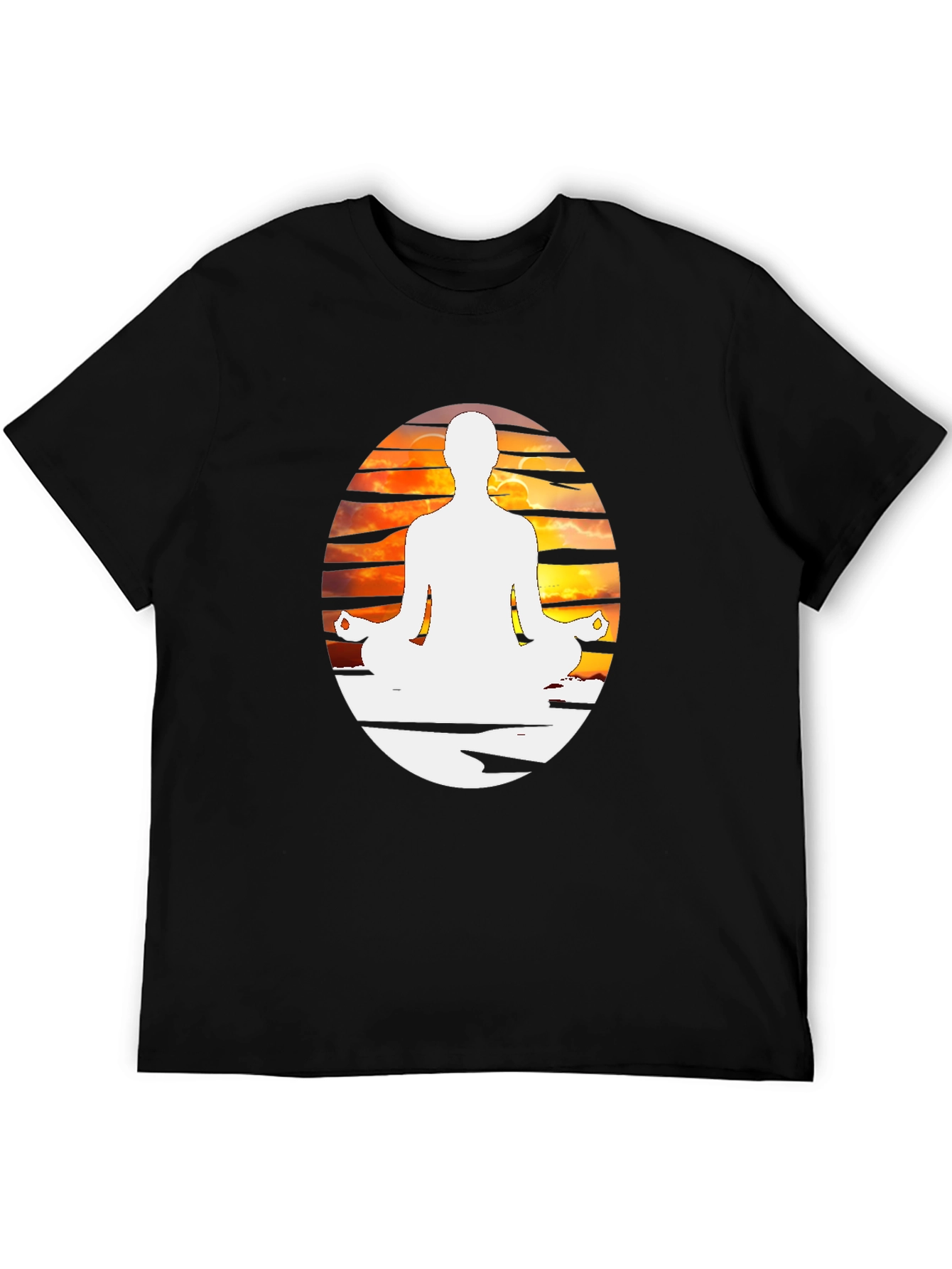 Yoga Meditation Graphic Tee - Black Cotton Blend