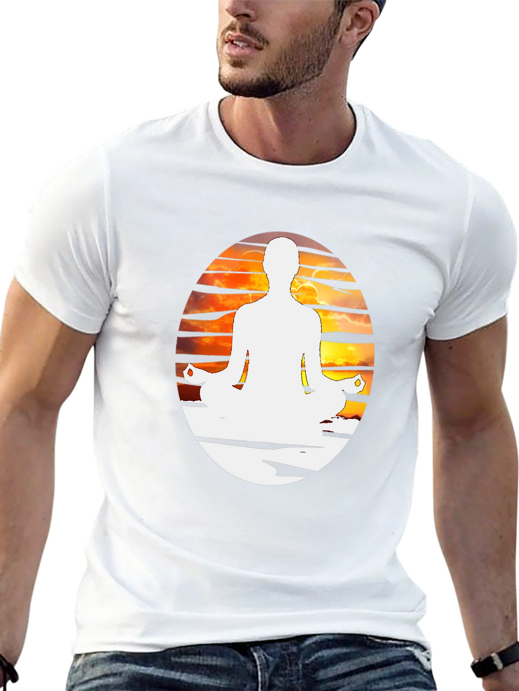 Yoga Meditation Graphic Tee - Black Cotton Blend