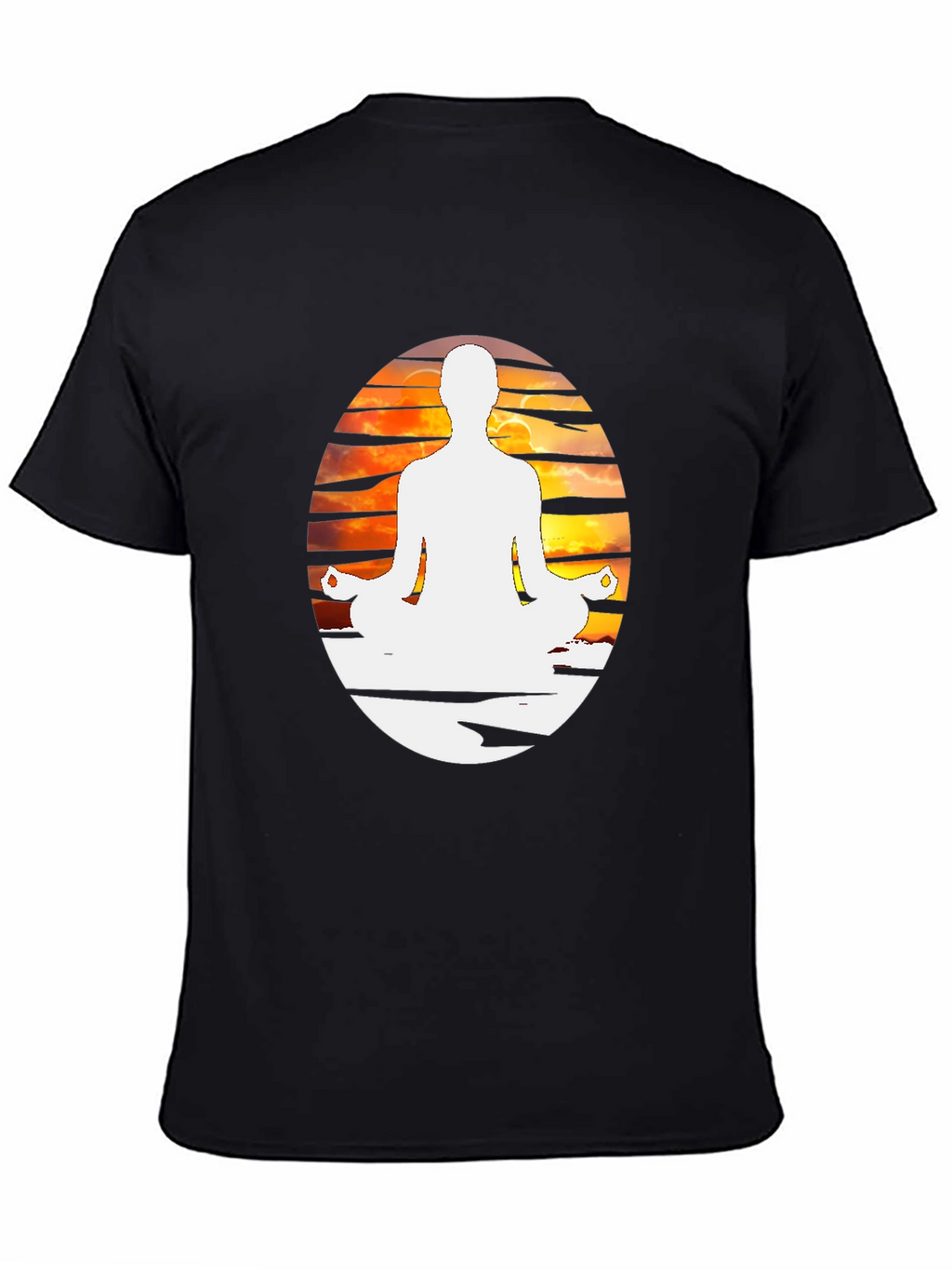 Yoga Meditation Graphic Tee - Black Cotton Blend