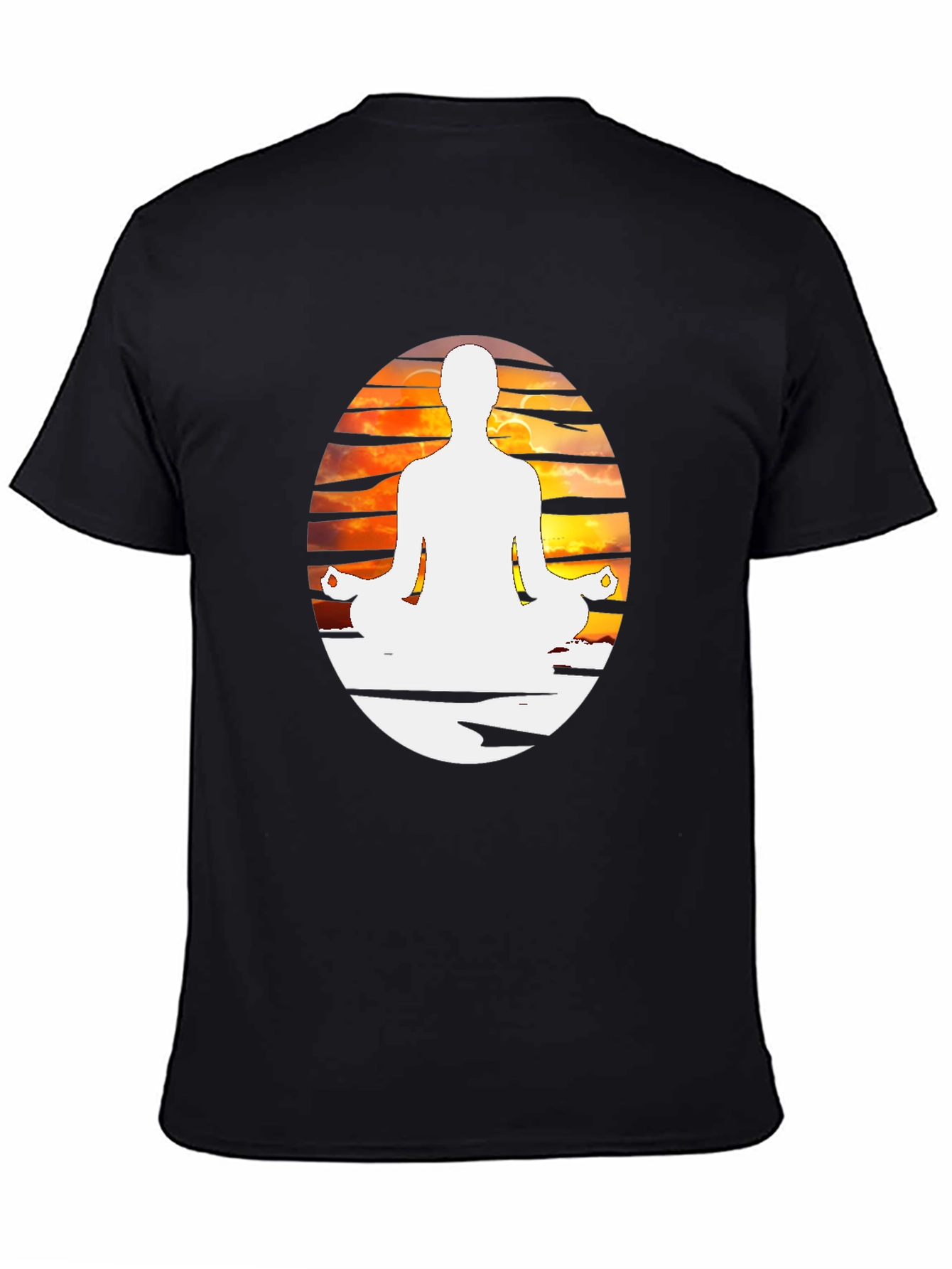 Yoga Meditation Graphic Tee - Black Cotton Blend