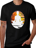 Yoga Meditation Graphic Tee - Black Cotton Blend