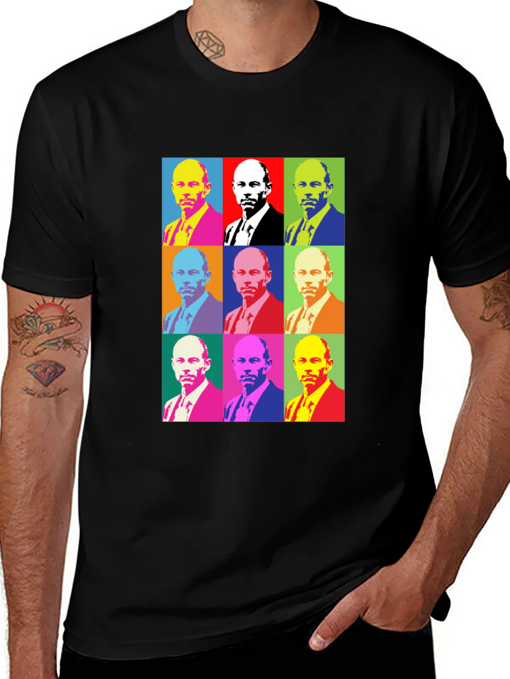 Pop Art Style Graphic Tee - Black