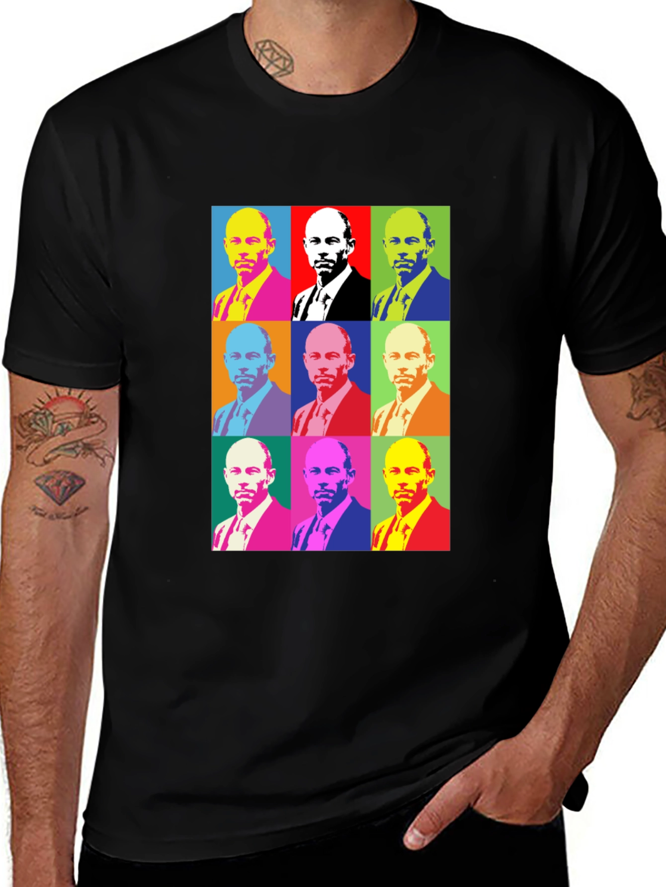 Pop Art Style Graphic Tee - Black