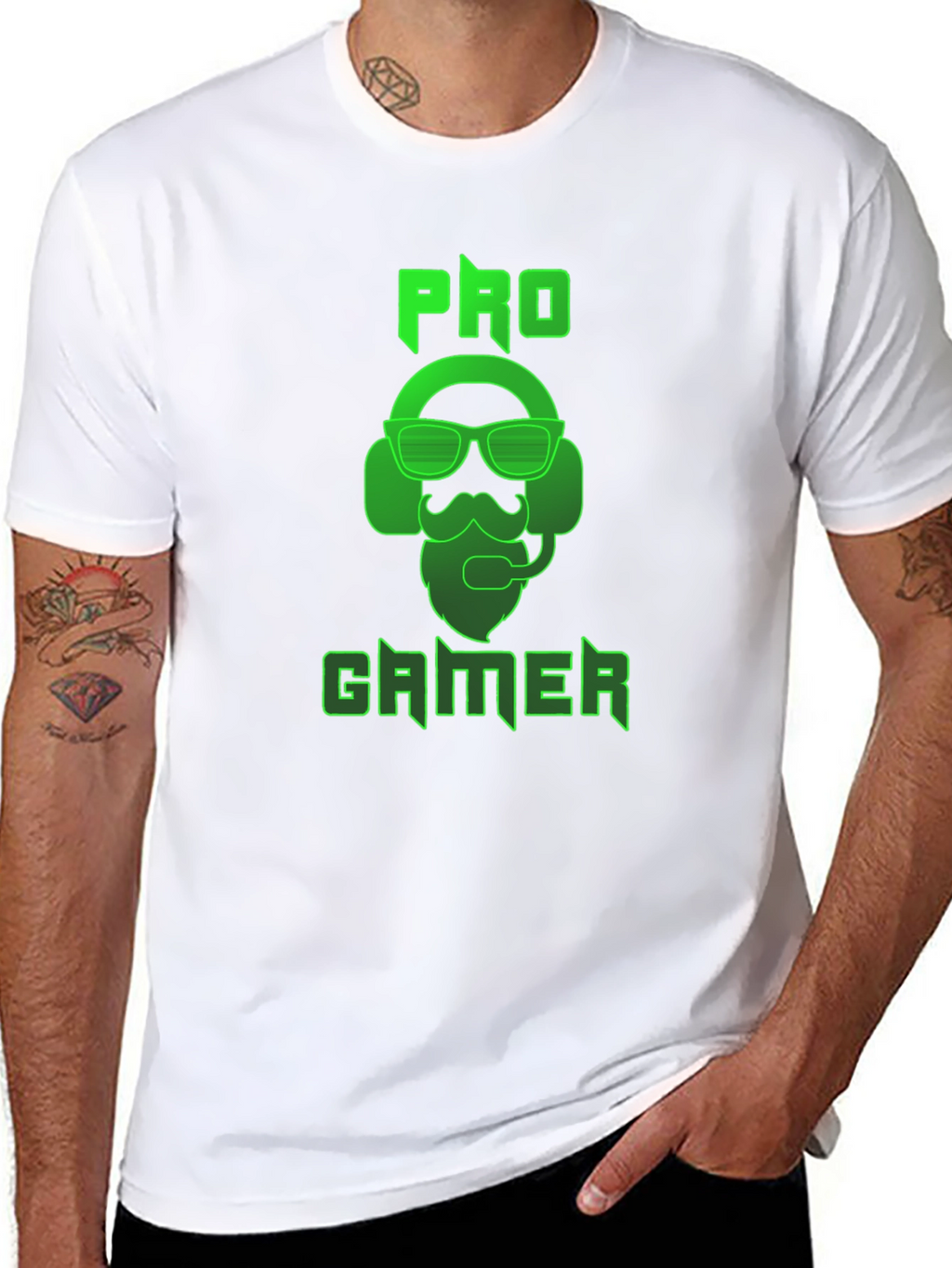 Pro Gamer Black T-Shirt - Bearded Gamer Design
