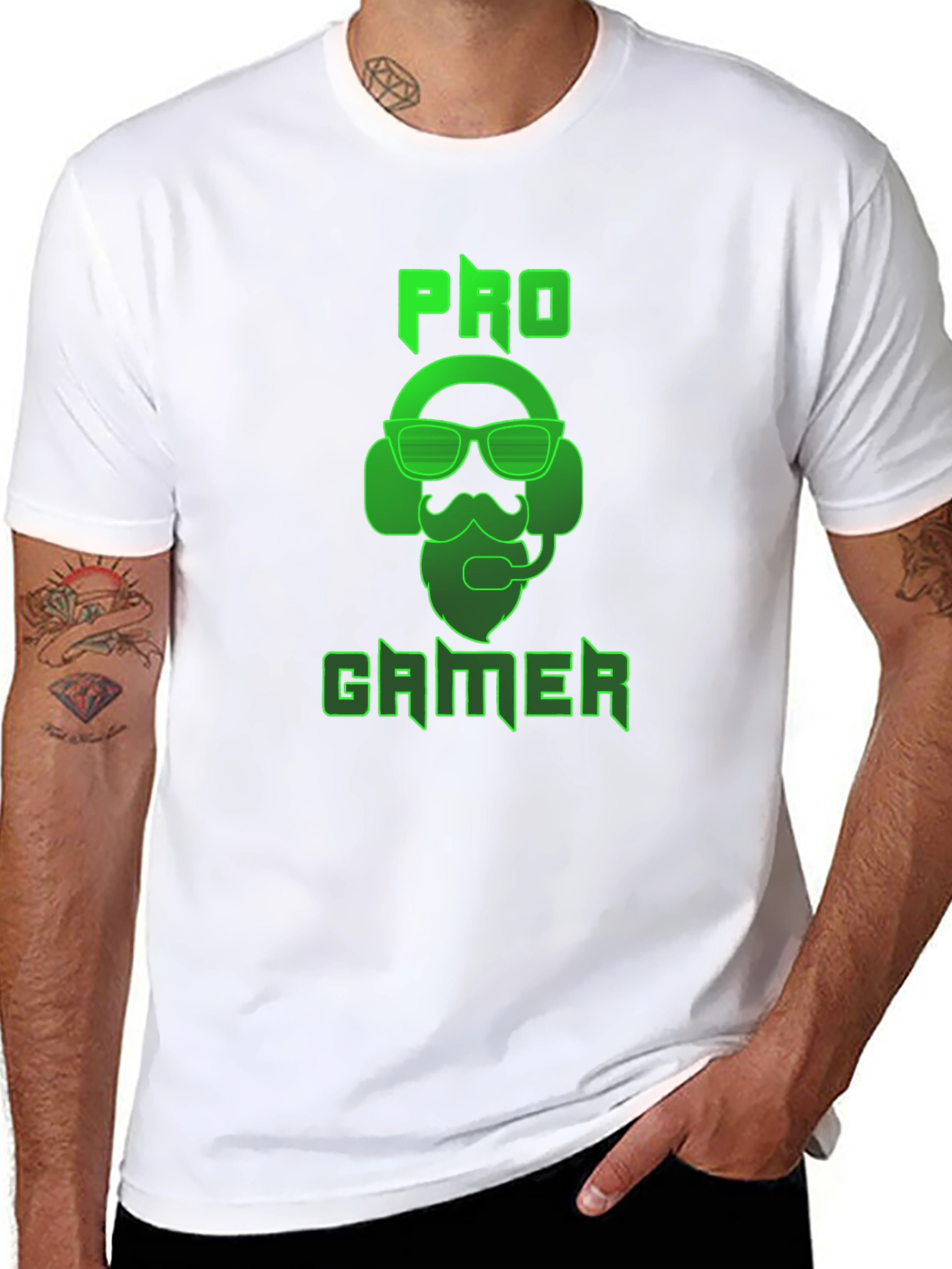 Pro Gamer Black T-Shirt - Bearded Gamer Design