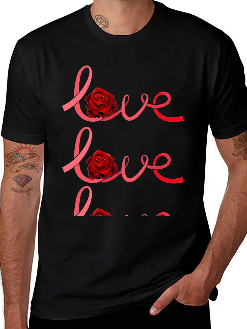 Love Rose Graphic Black T-Shirt