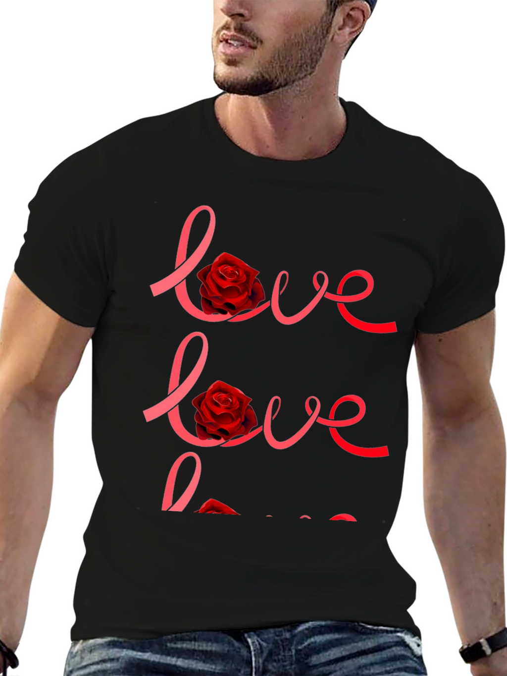 Love Rose Graphic Black T-Shirt
