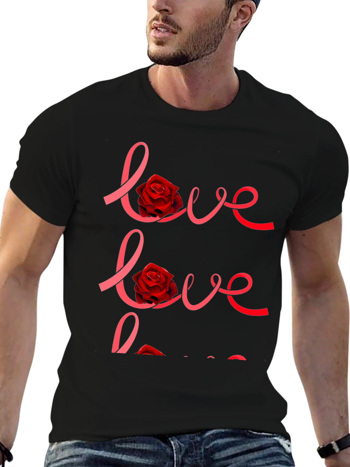 Love Rose Graphic Black T-Shirt