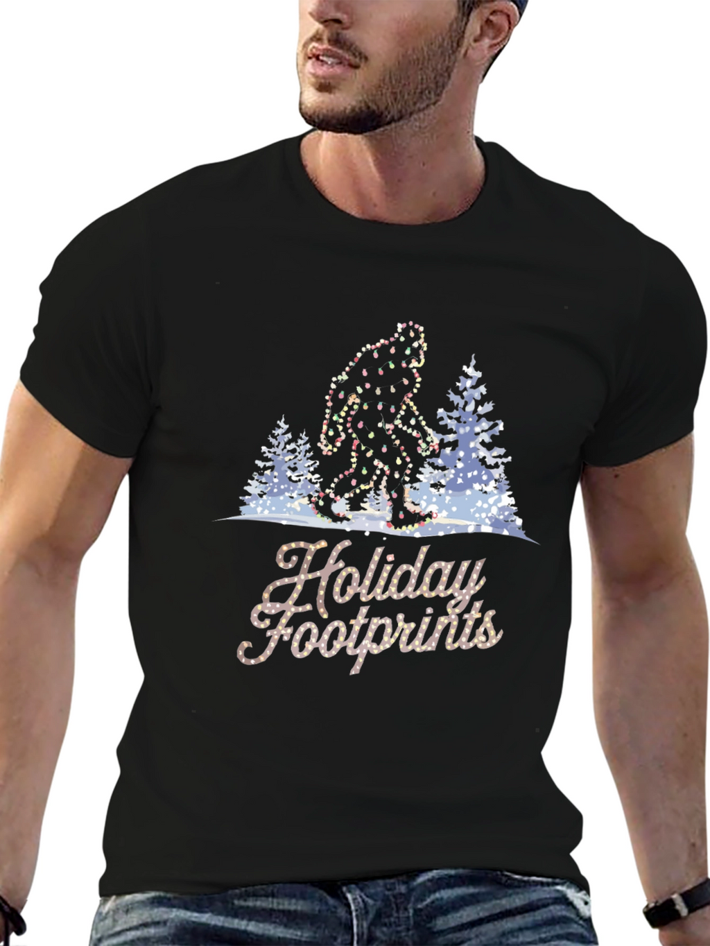 Holiday Footprints Bigfoot T-Shirt