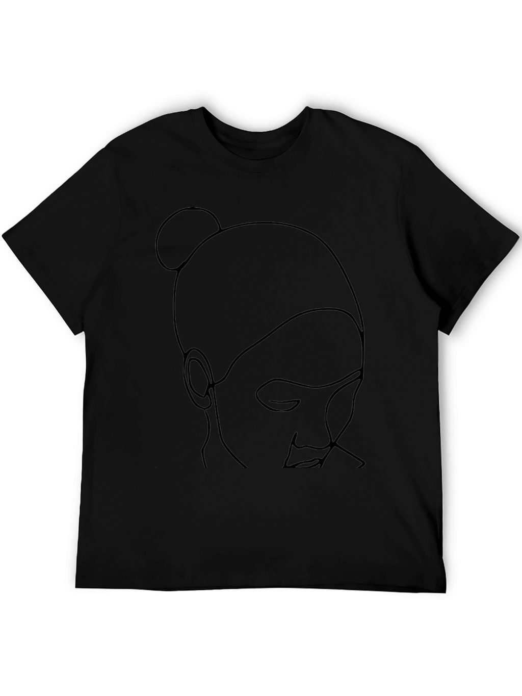 Minimalist Woman Line Art Black T-Shirt