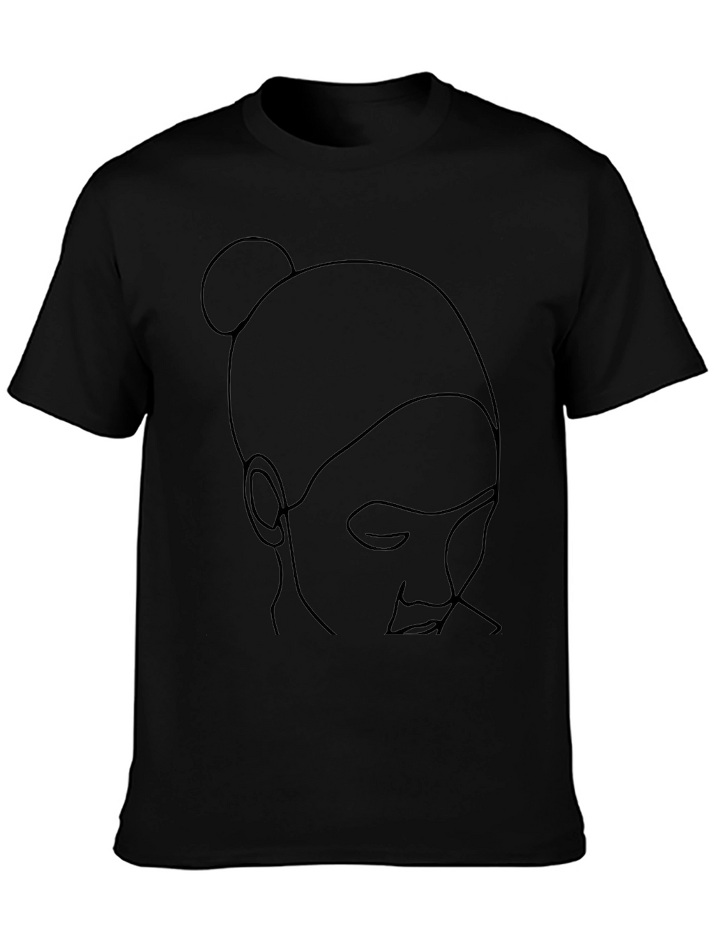 Minimalist Woman Line Art Black T-Shirt