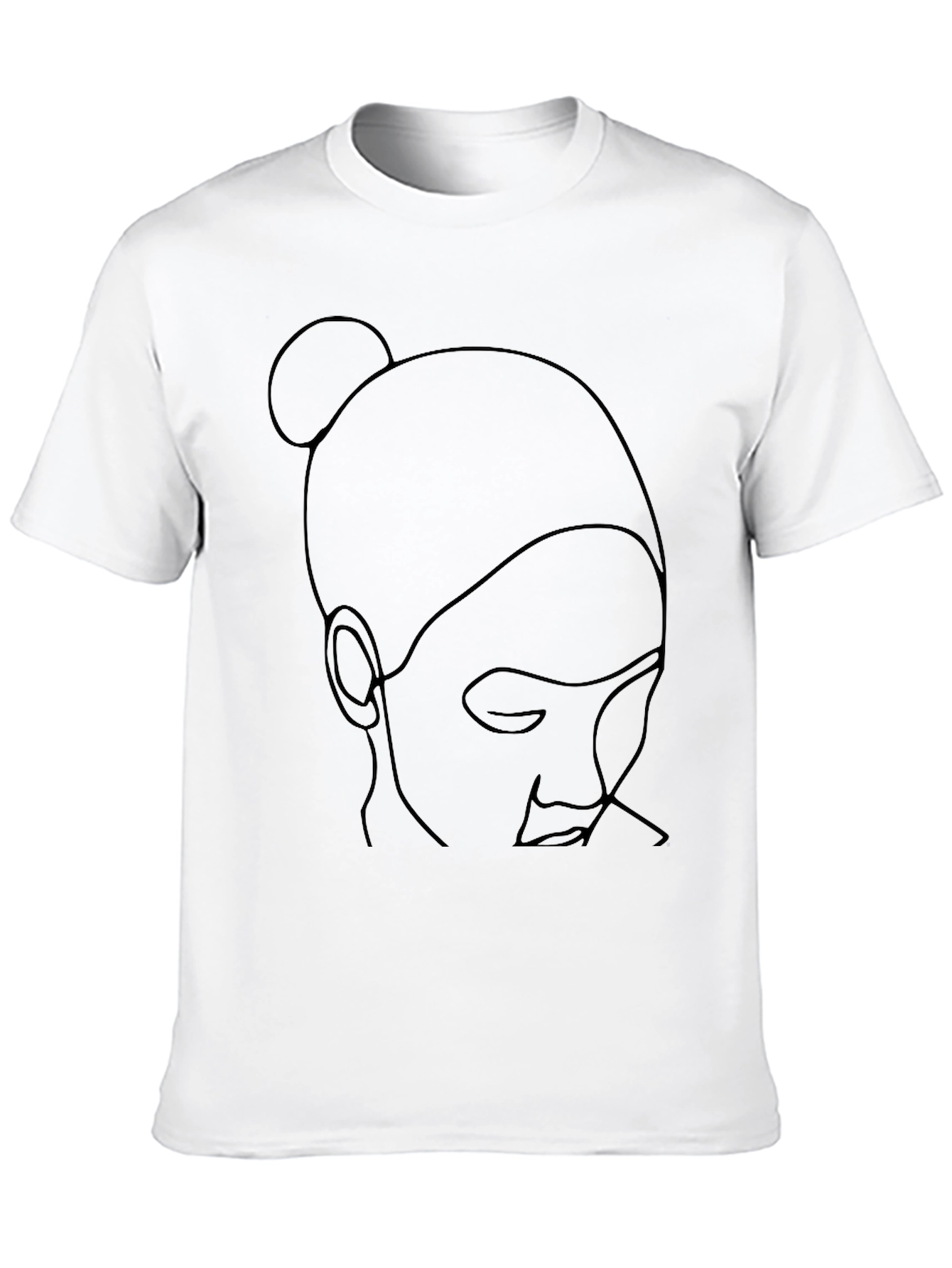 Minimalist Woman Line Art Black T-Shirt