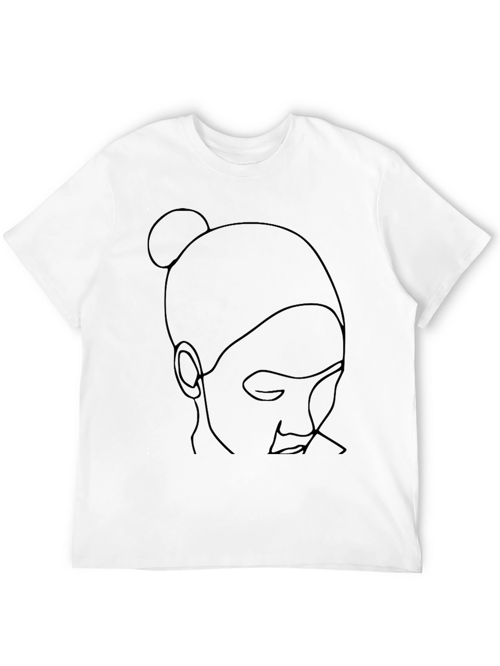 Minimalist Woman Line Art Black T-Shirt