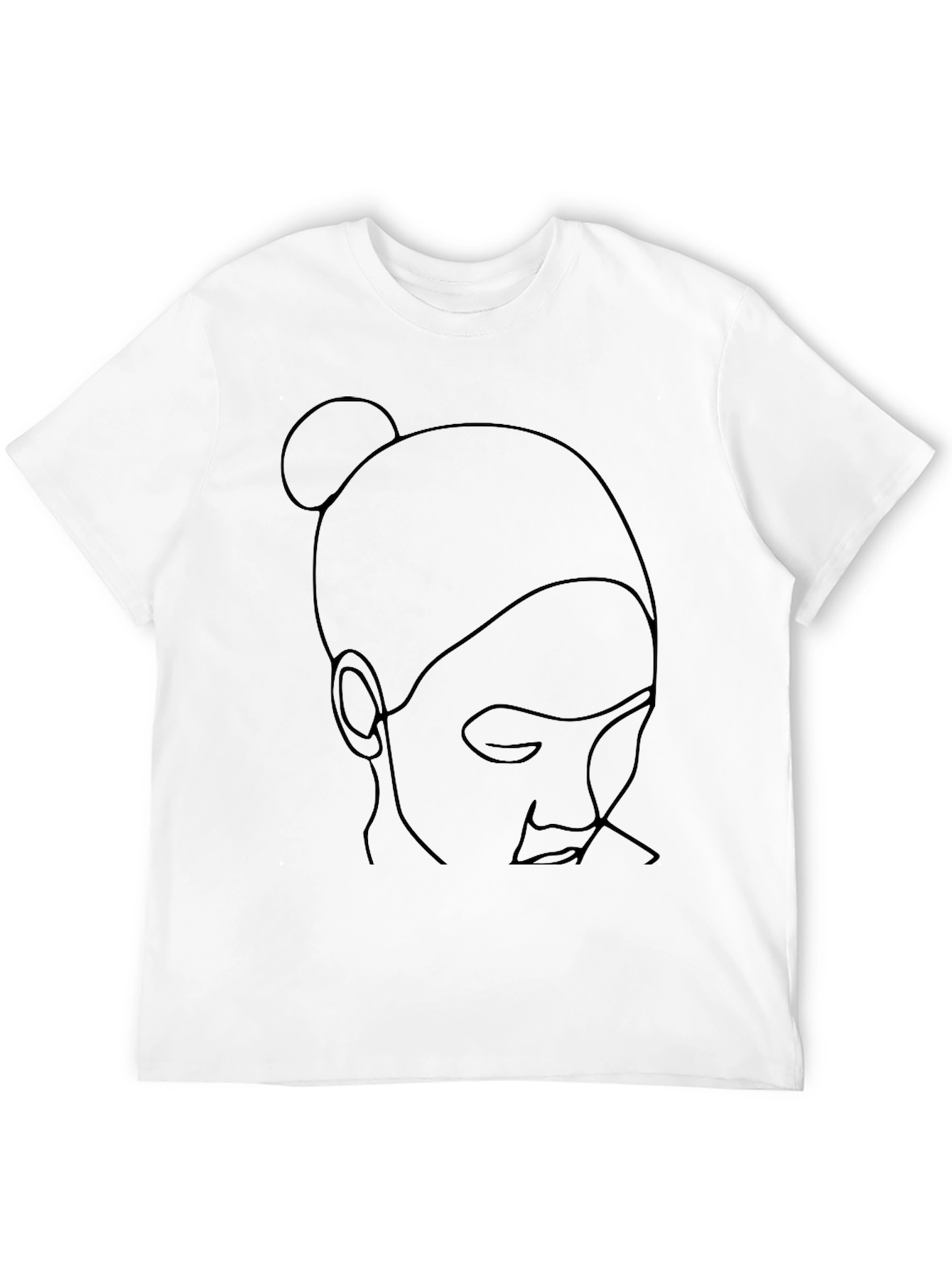 Minimalist Woman Line Art Black T-Shirt