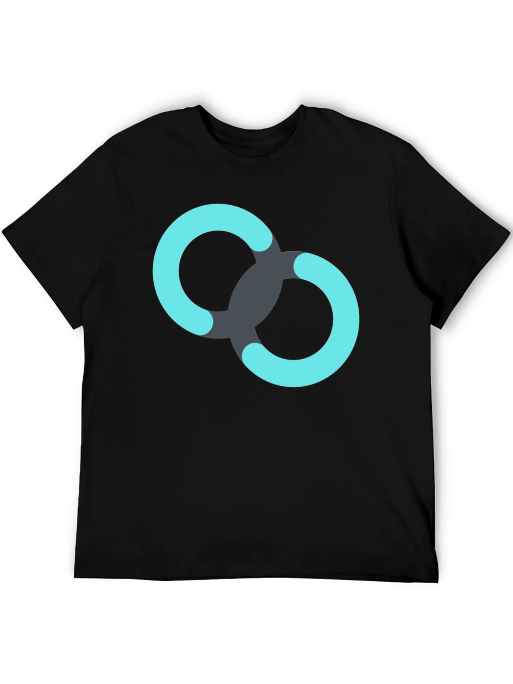 Black T-Shirt with Linked Rings Graphic