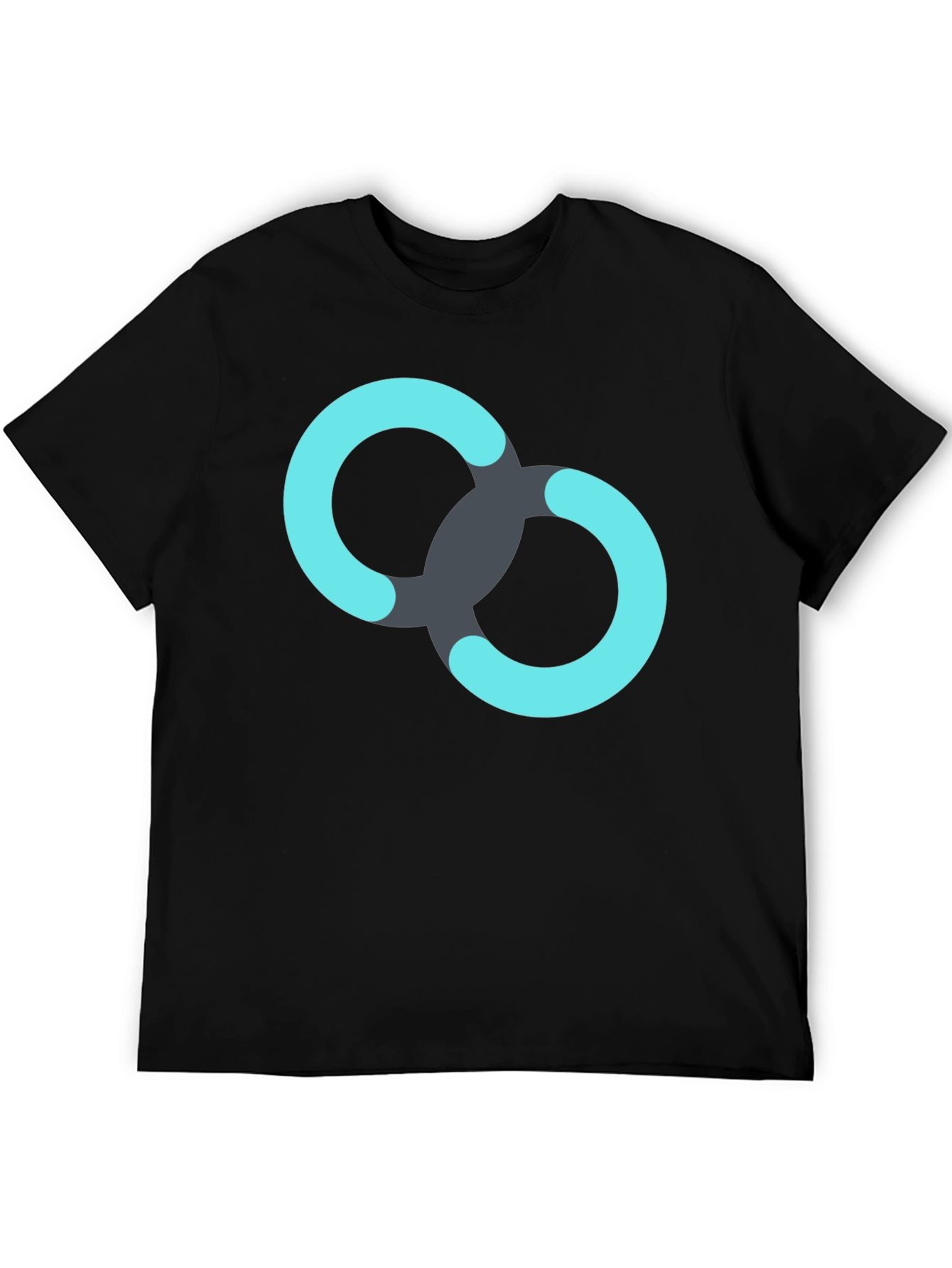 Black T-Shirt with Linked Rings Graphic