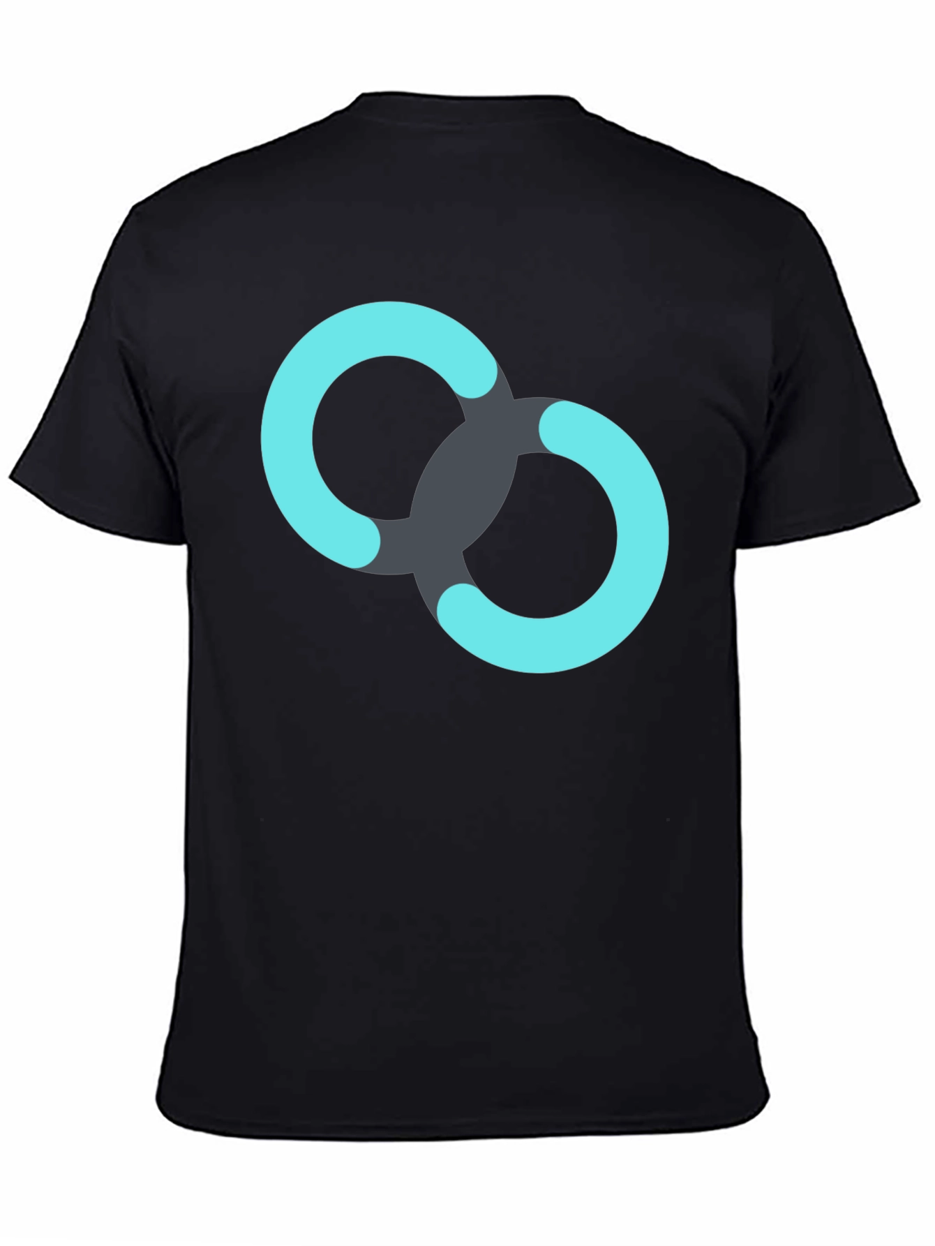 Black T-Shirt with Linked Rings Graphic