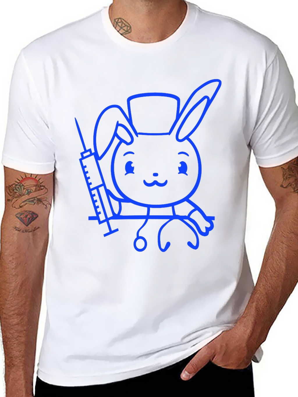 Cute Bunny Doctor T-Shirt - Unisex Black Tee
