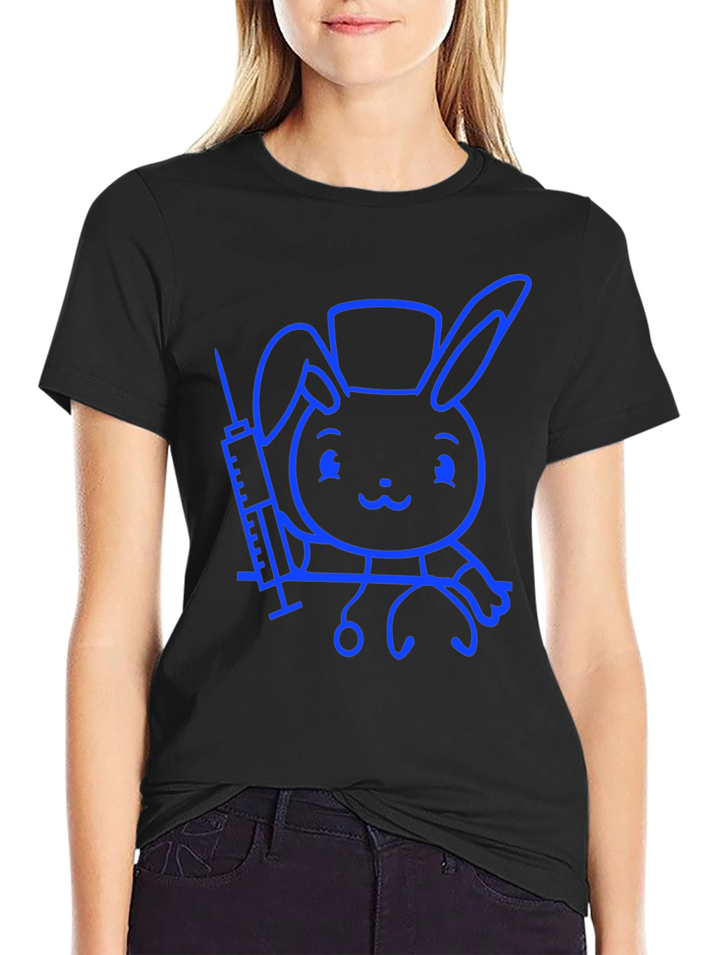 Cute Bunny Doctor T-Shirt - Unisex Black Tee