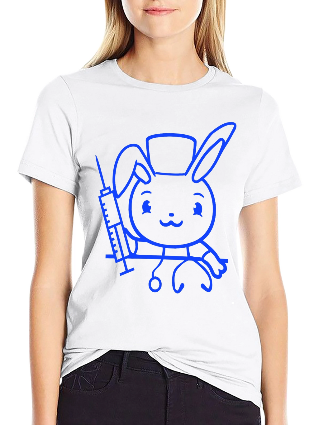 Cute Bunny Doctor T-Shirt - Unisex Black Tee