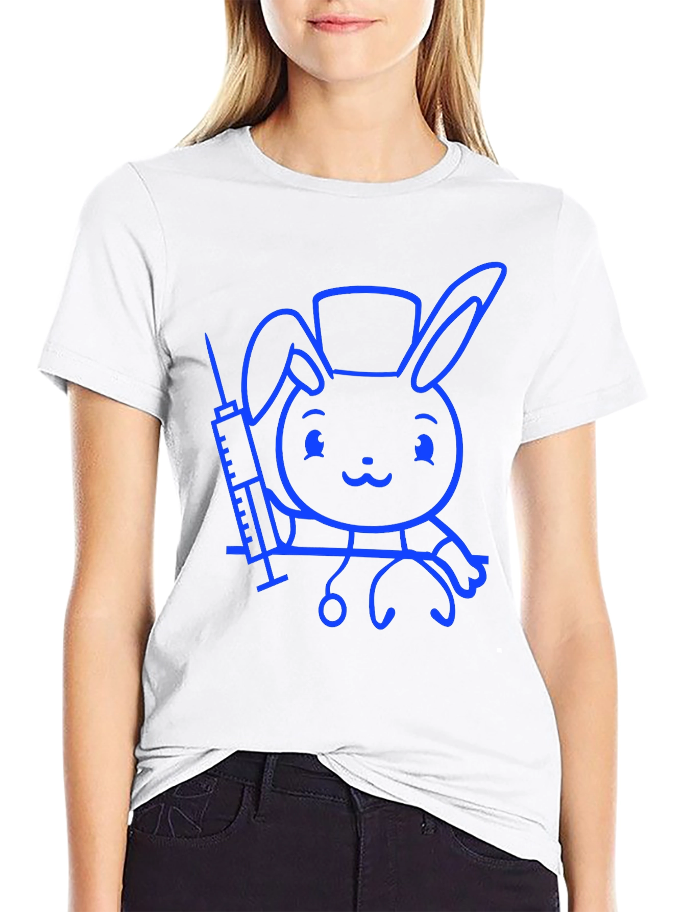 Cute Bunny Doctor T-Shirt - Unisex Black Tee