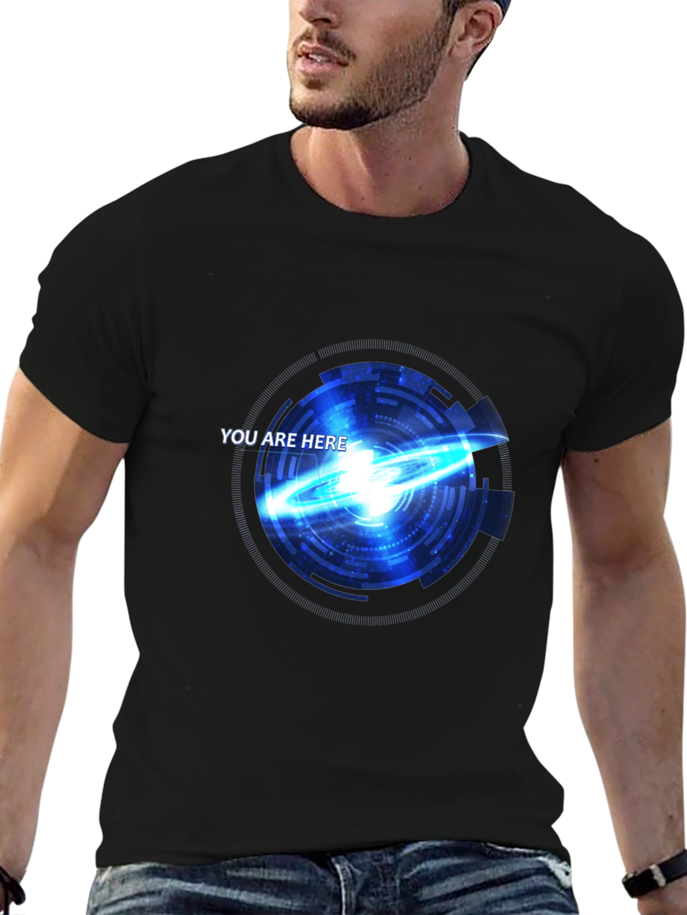 Futuristic You Are Here Graphic T-Shirt