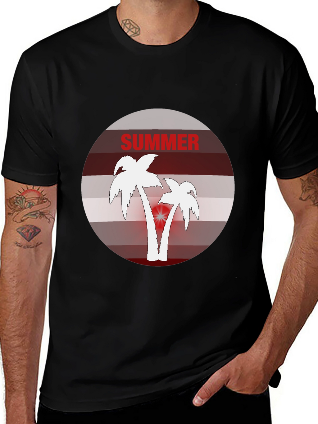 Summer Vibes Graphic Tee - Palm Tree Design